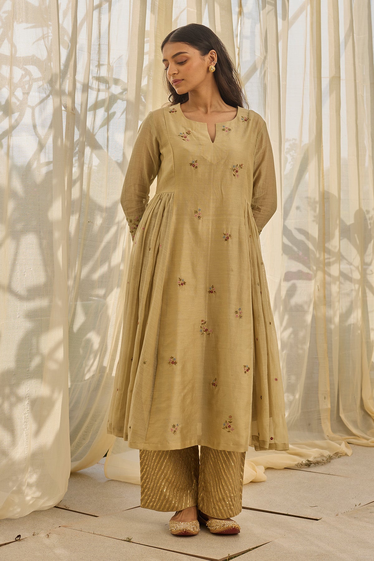 Buy Green Floral Kalidar Kurta Set by Rhua for Women online at ScrollnShops